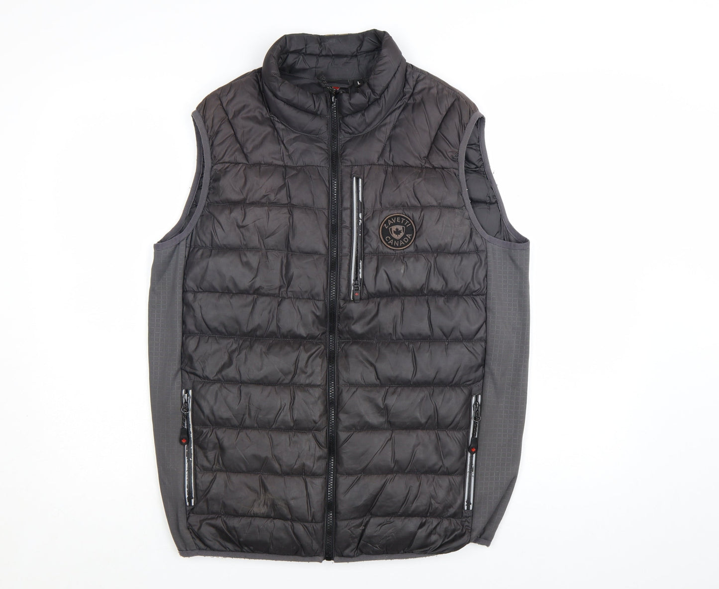 Zavetti Canada Men's Black L Puffer Waistcoat Vest Lined Zip Outdoor