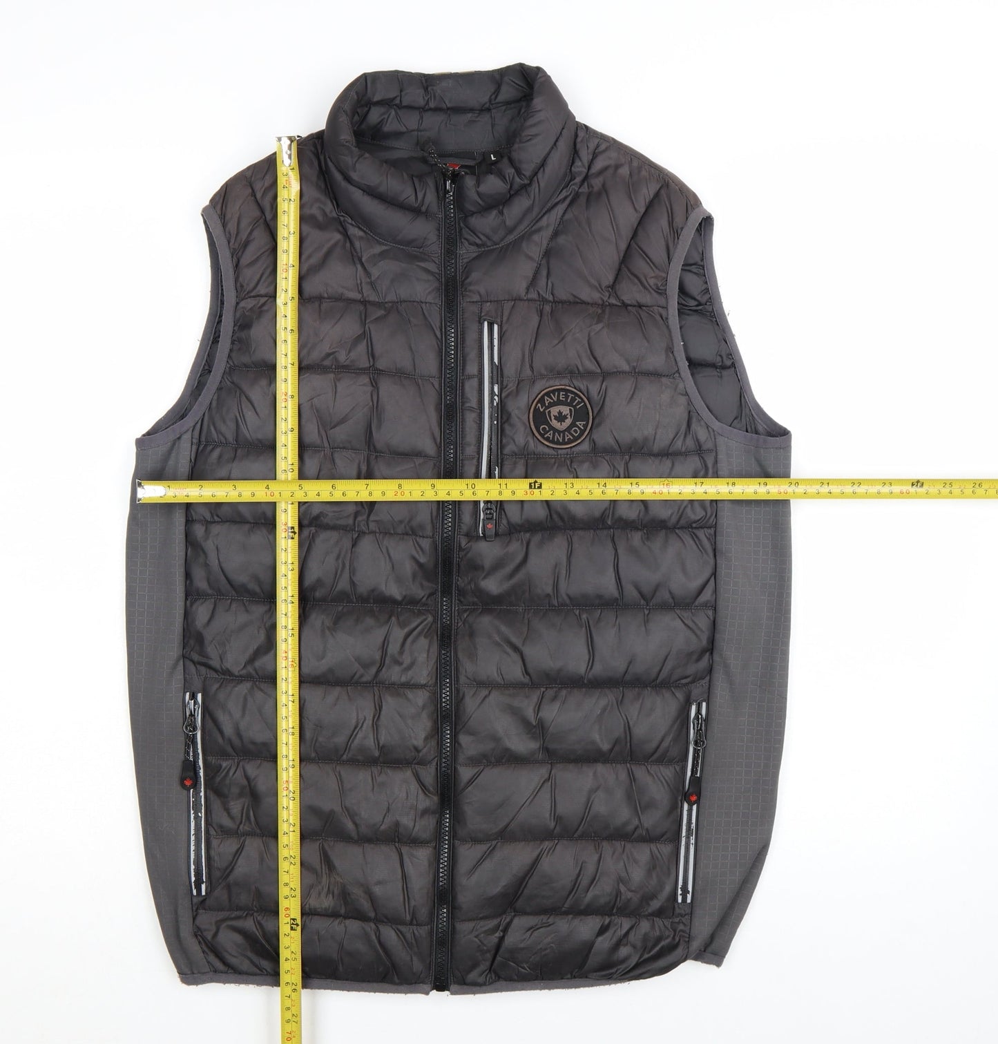 Zavetti Canada Men's Black L Puffer Waistcoat Vest Lined Zip Outdoor