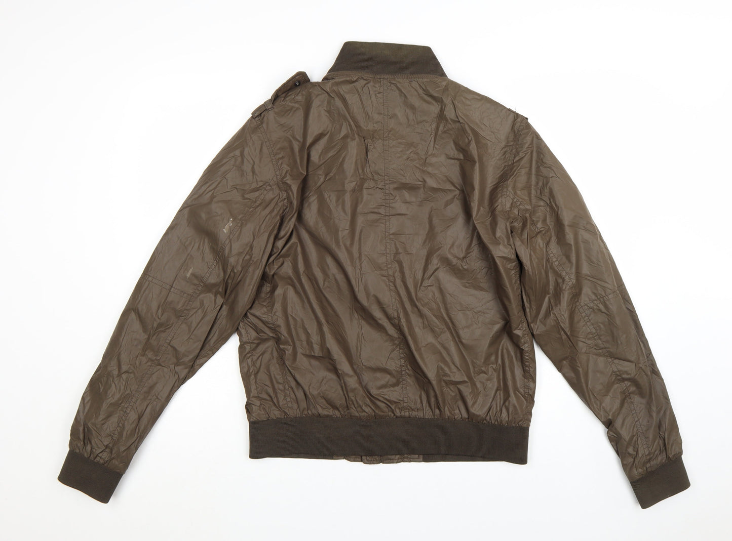 Next Men's Brown Nylon Bomber Jacket Size M Full Zip Casual