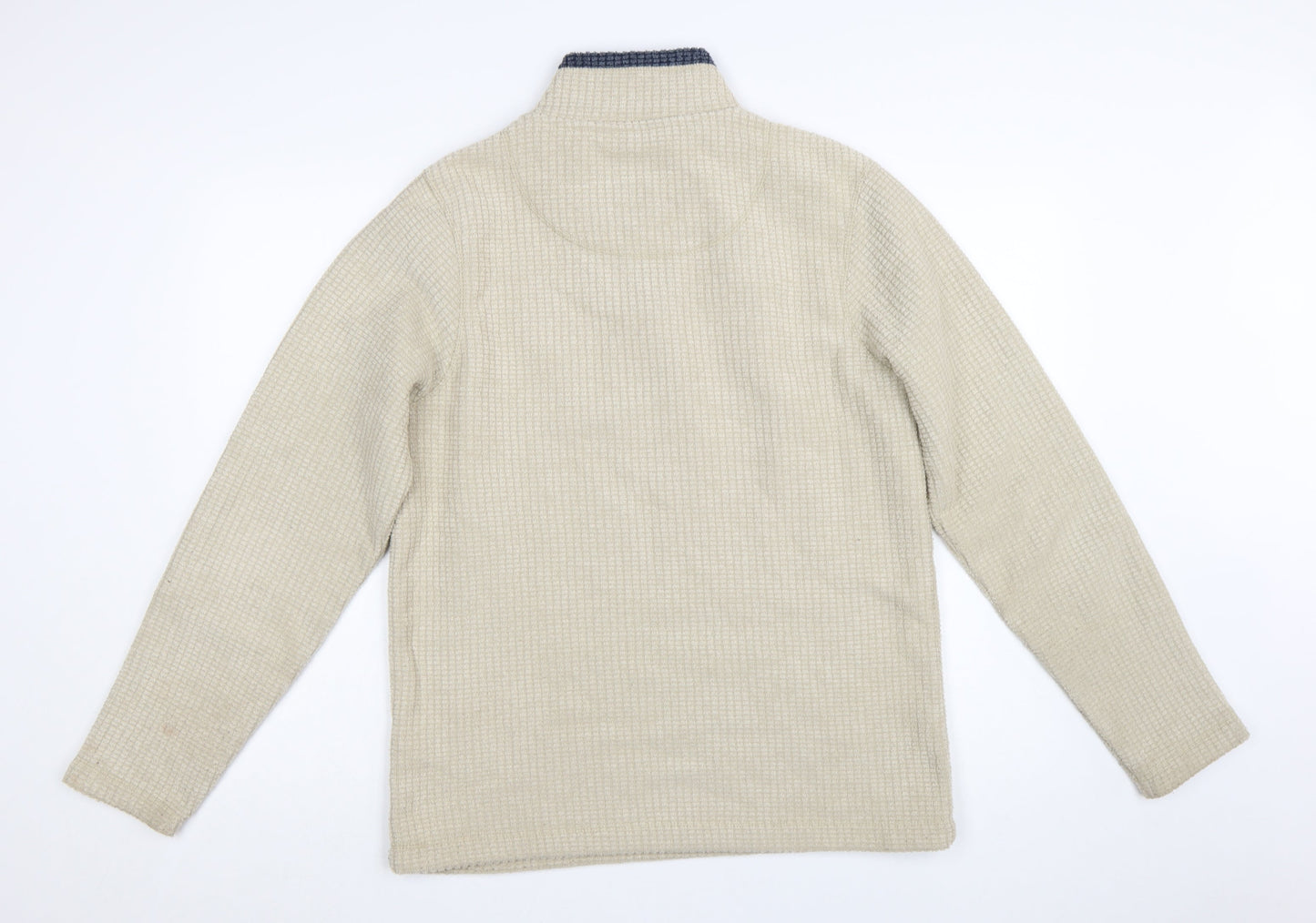 Weird Fish Men’s Beige 1/4 Zip Knit Sweatshirt Size M High Neck