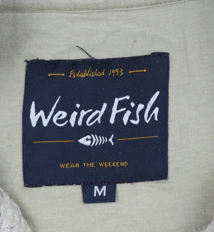 Weird Fish Men’s Beige 1/4 Zip Knit Sweatshirt Size M High Neck