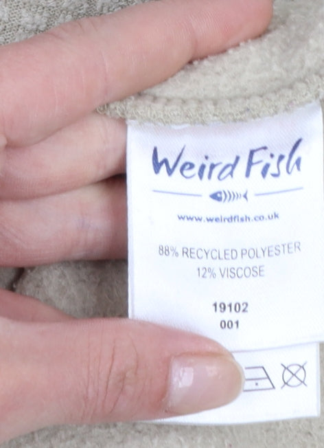 Weird Fish Men’s Beige 1/4 Zip Knit Sweatshirt Size M High Neck