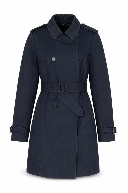 Jack Wills Women's Blue Mid-Length Trench Coat Size 8 Belted Classic Style