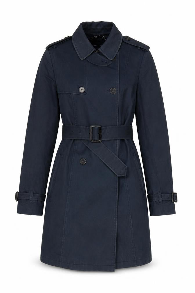Jack Wills Women's Blue Mid-Length Trench Coat Size 8 Belted Classic Style