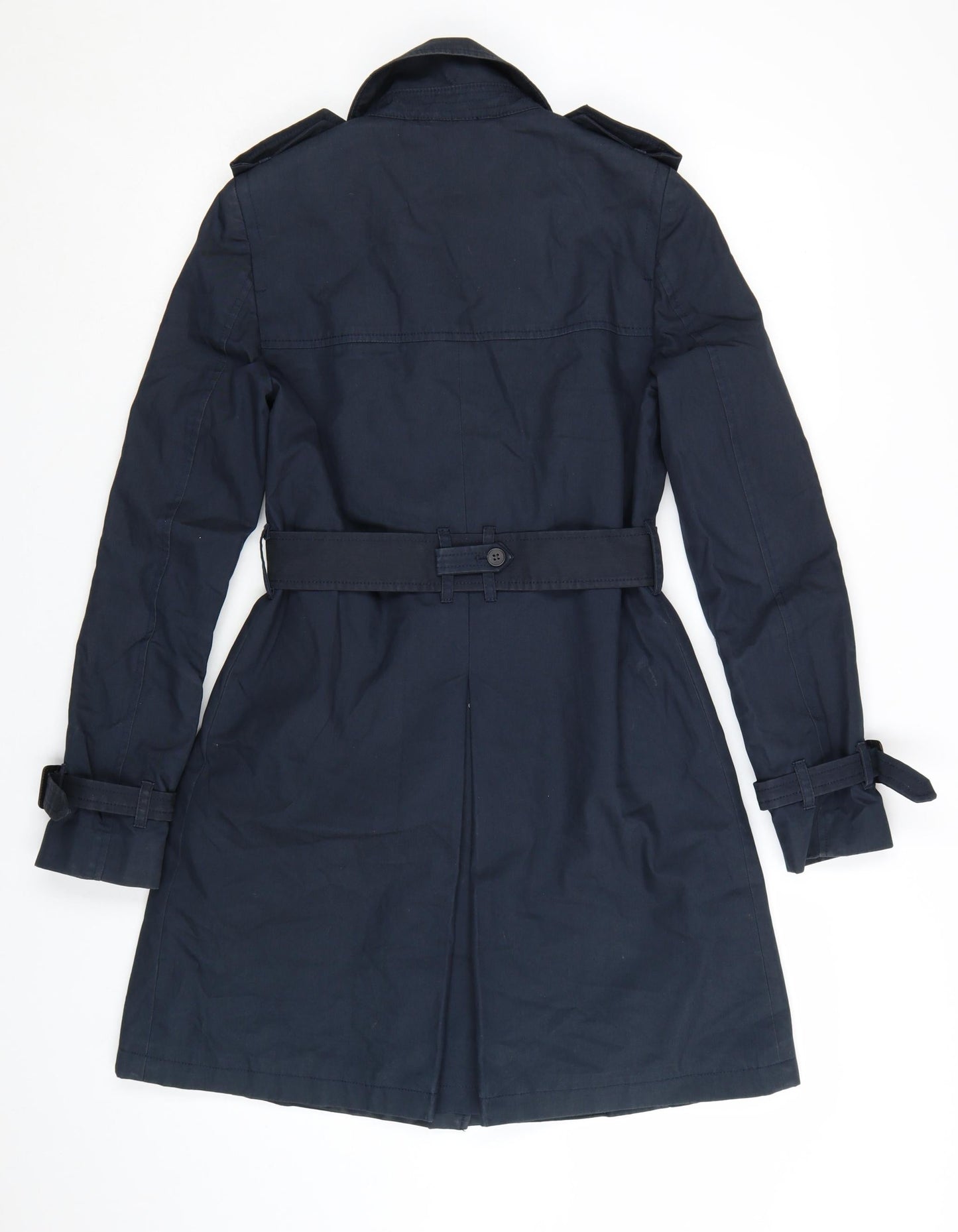 Jack Wills Women's Blue Mid-Length Trench Coat Size 8 Belted Classic Style