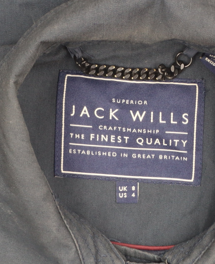 Jack Wills Women's Blue Mid-Length Trench Coat Size 8 Belted Classic Style