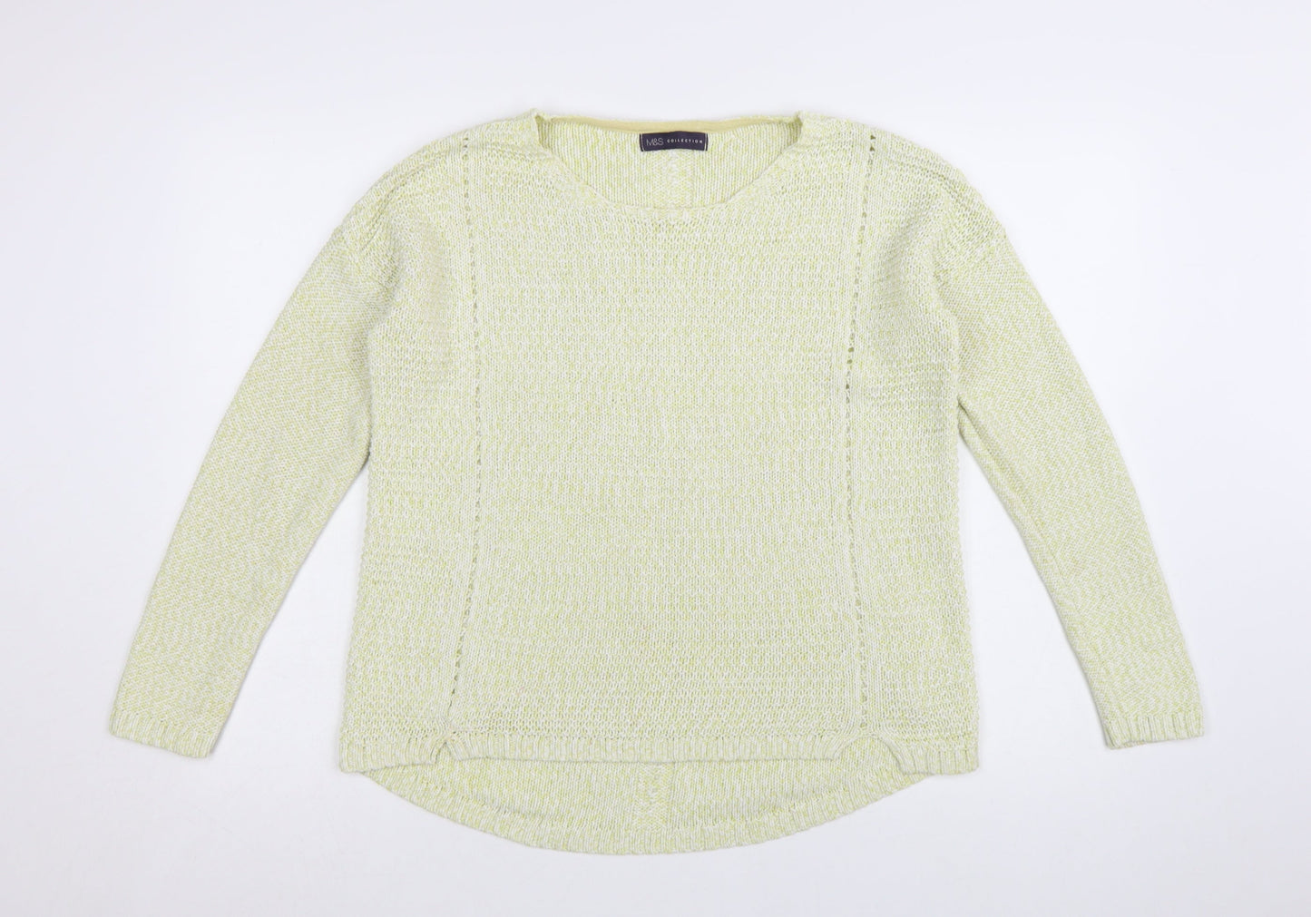 Marks and Spencer Women Green Cotton Knit Jumper Size 14
