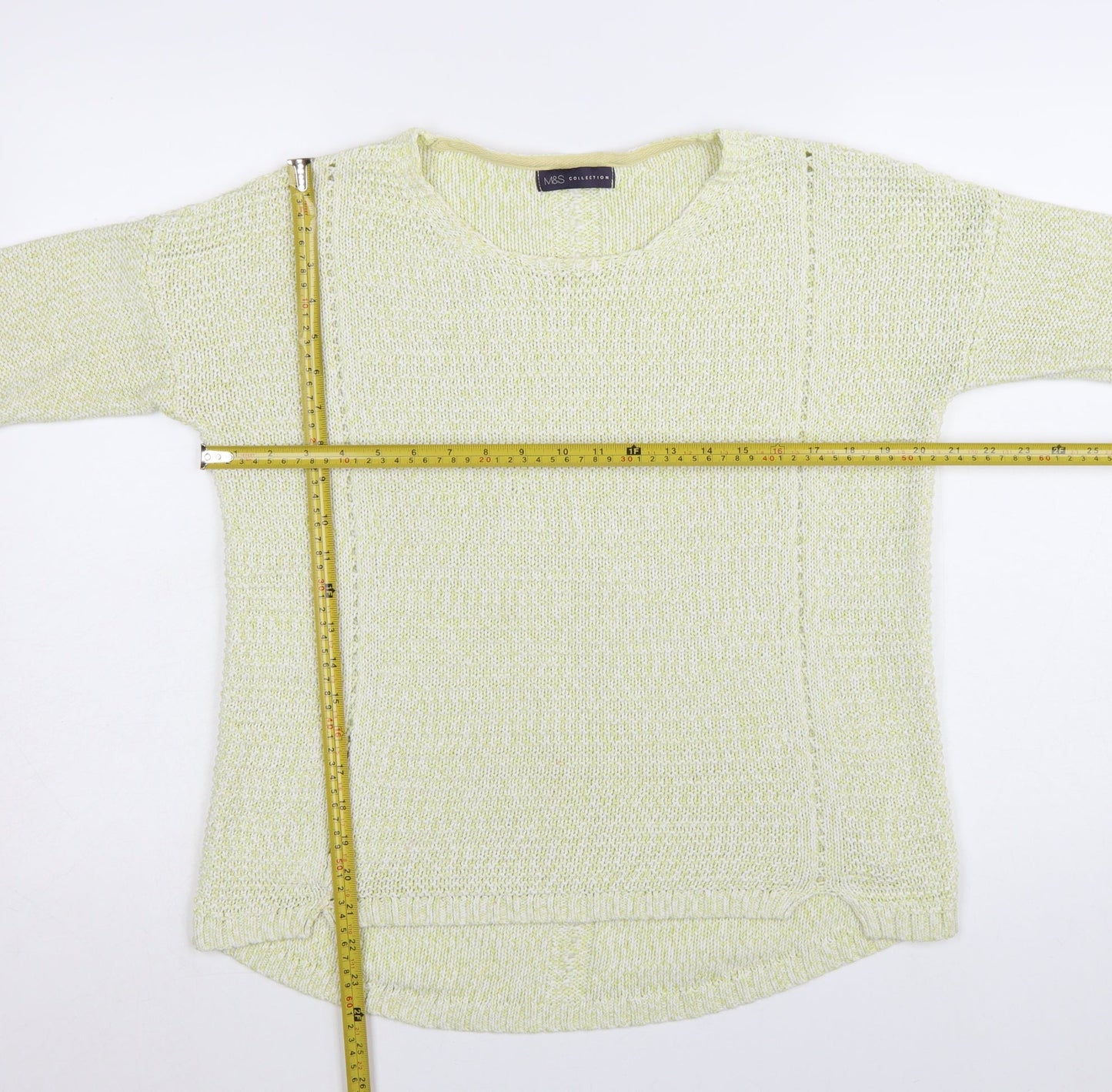 Marks and Spencer Women Green Cotton Knit Jumper Size 14