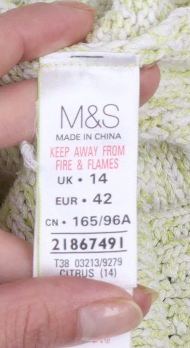 Marks and Spencer Women Green Cotton Knit Jumper Size 14