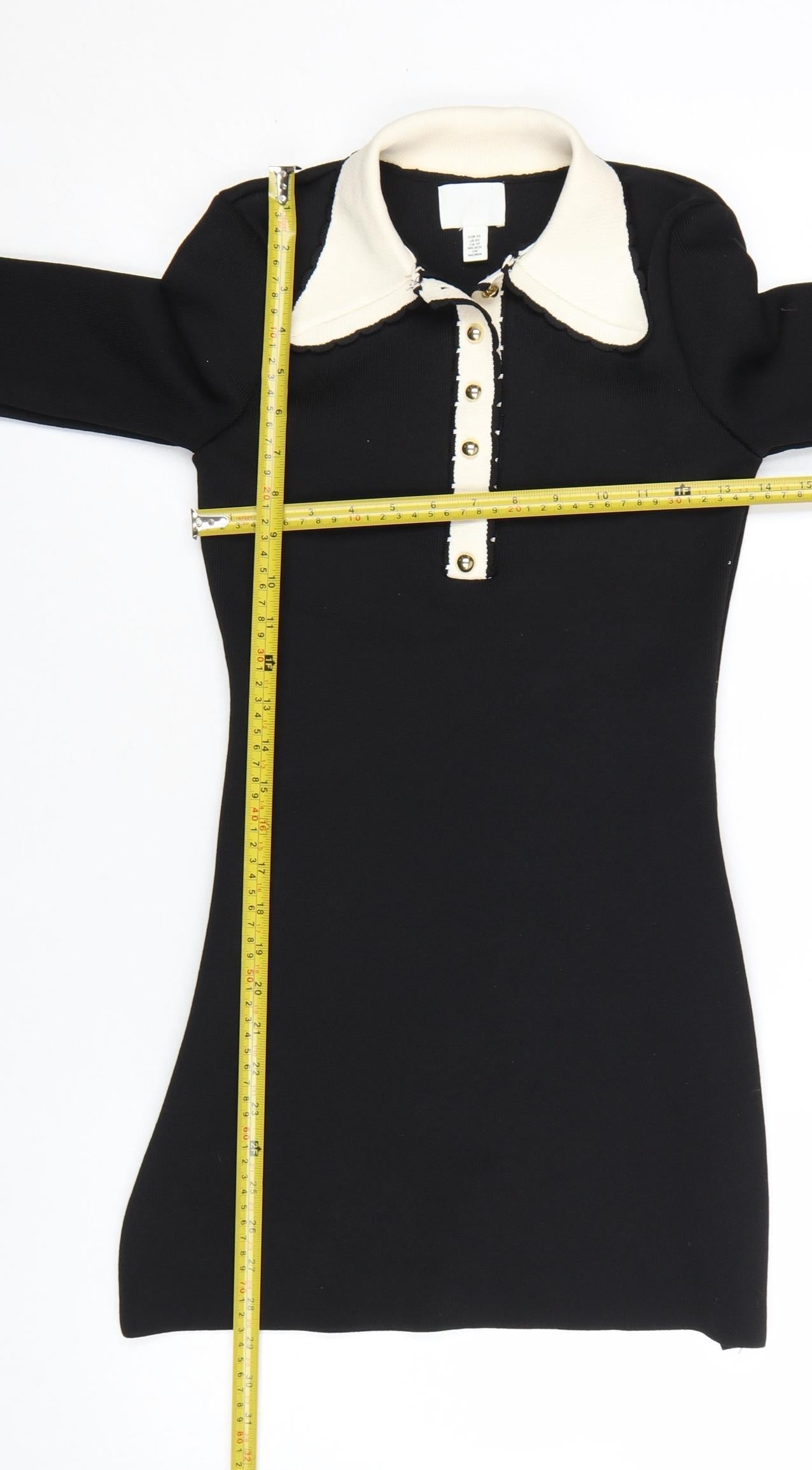 H&M Women's Black Collared Knit Shift Dress XS