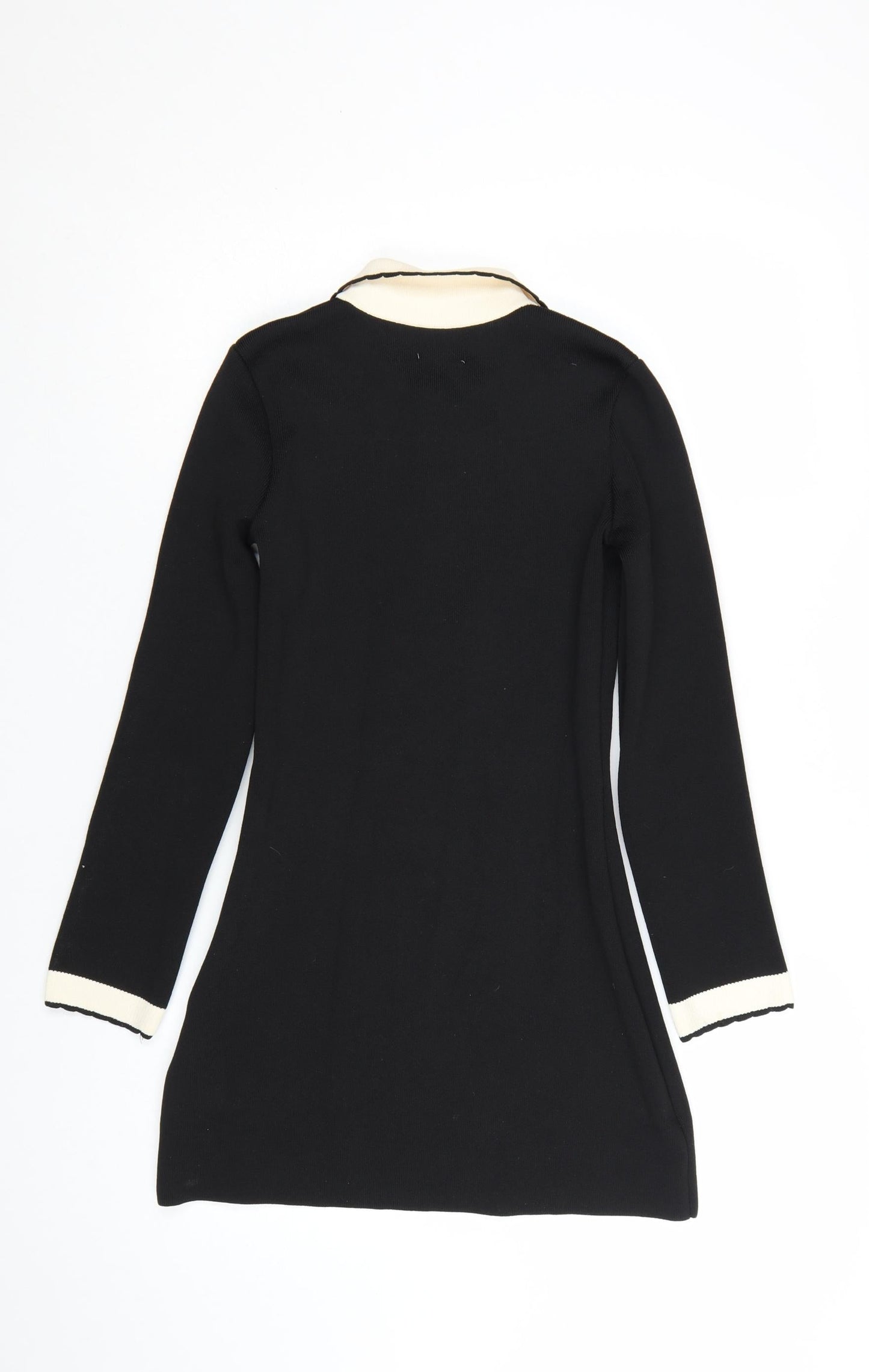 H&M Women's Black Collared Knit Shift Dress XS