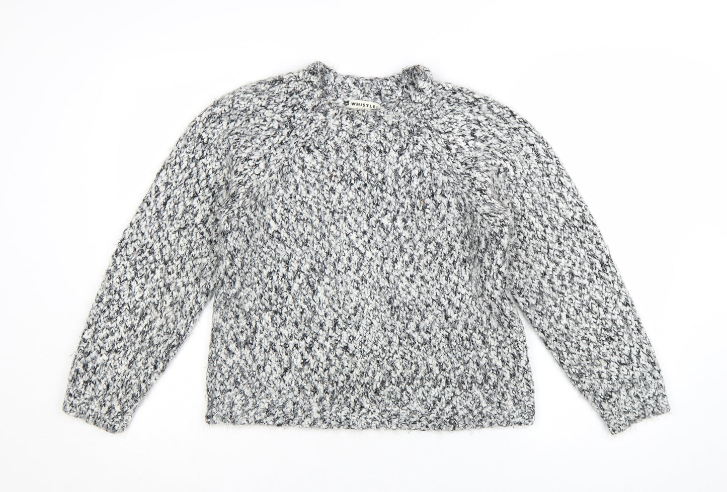 Whistles Women's Grey Chunky-Knit Wool Blend Jumper Size 8