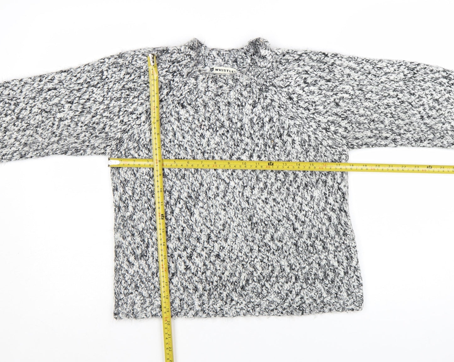 Whistles Women's Grey Chunky-Knit Wool Blend Jumper Size 8