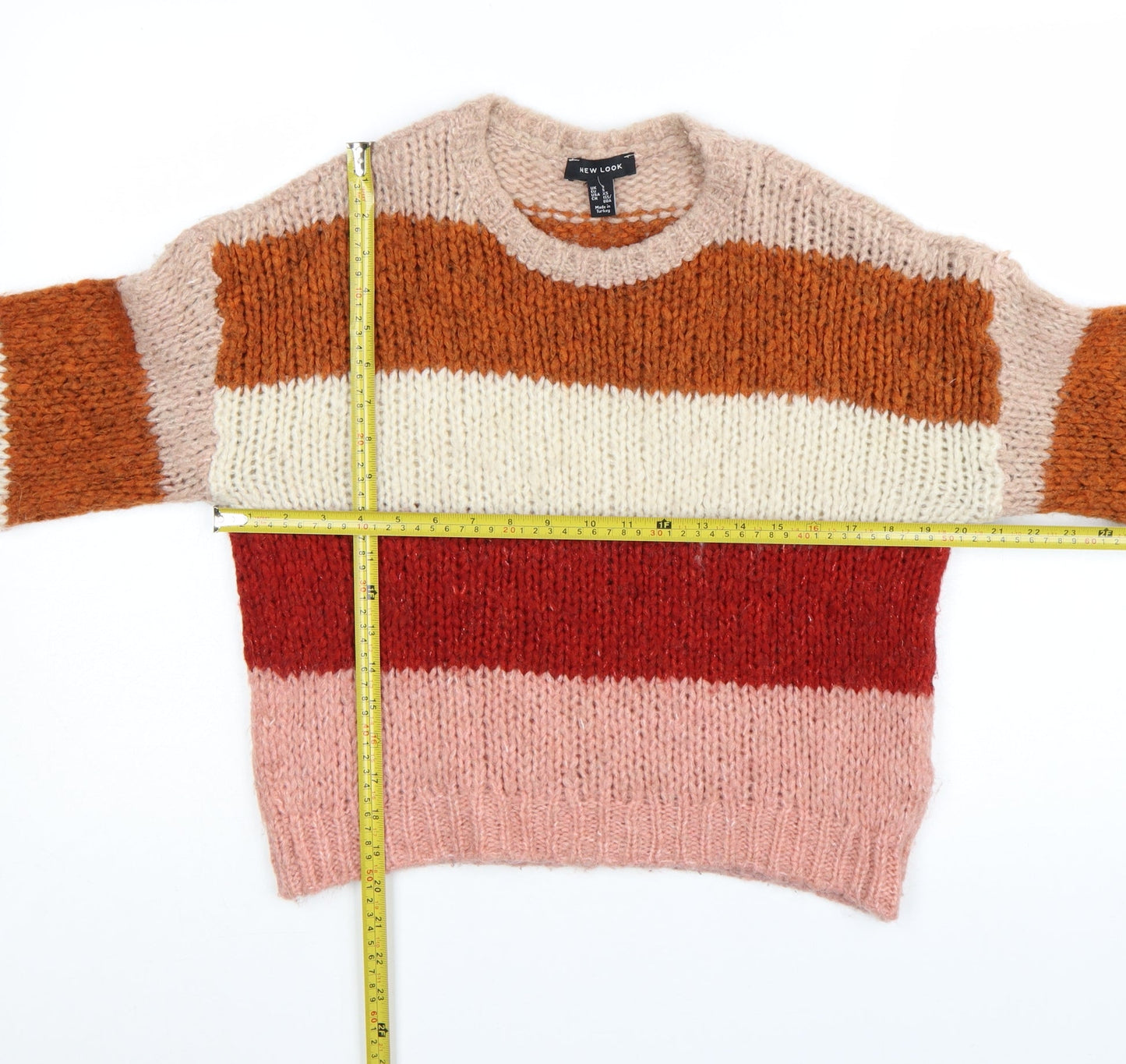 New Look Womens Multicoloured Chunky Knit Striped Jumper Size S