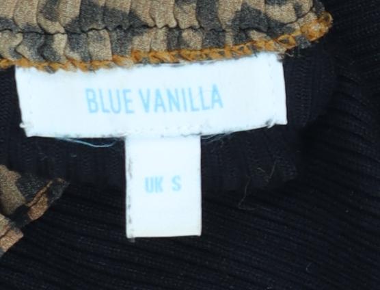 Blue Vanilla Womens Black Leopard Mock Neck Long Sleeve Pullover Jumper Size S