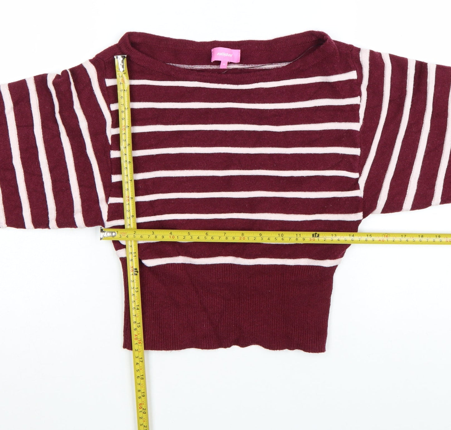 Edikted Womens Red Striped Boat Neck Long Sleeve Pullover Jumper XS