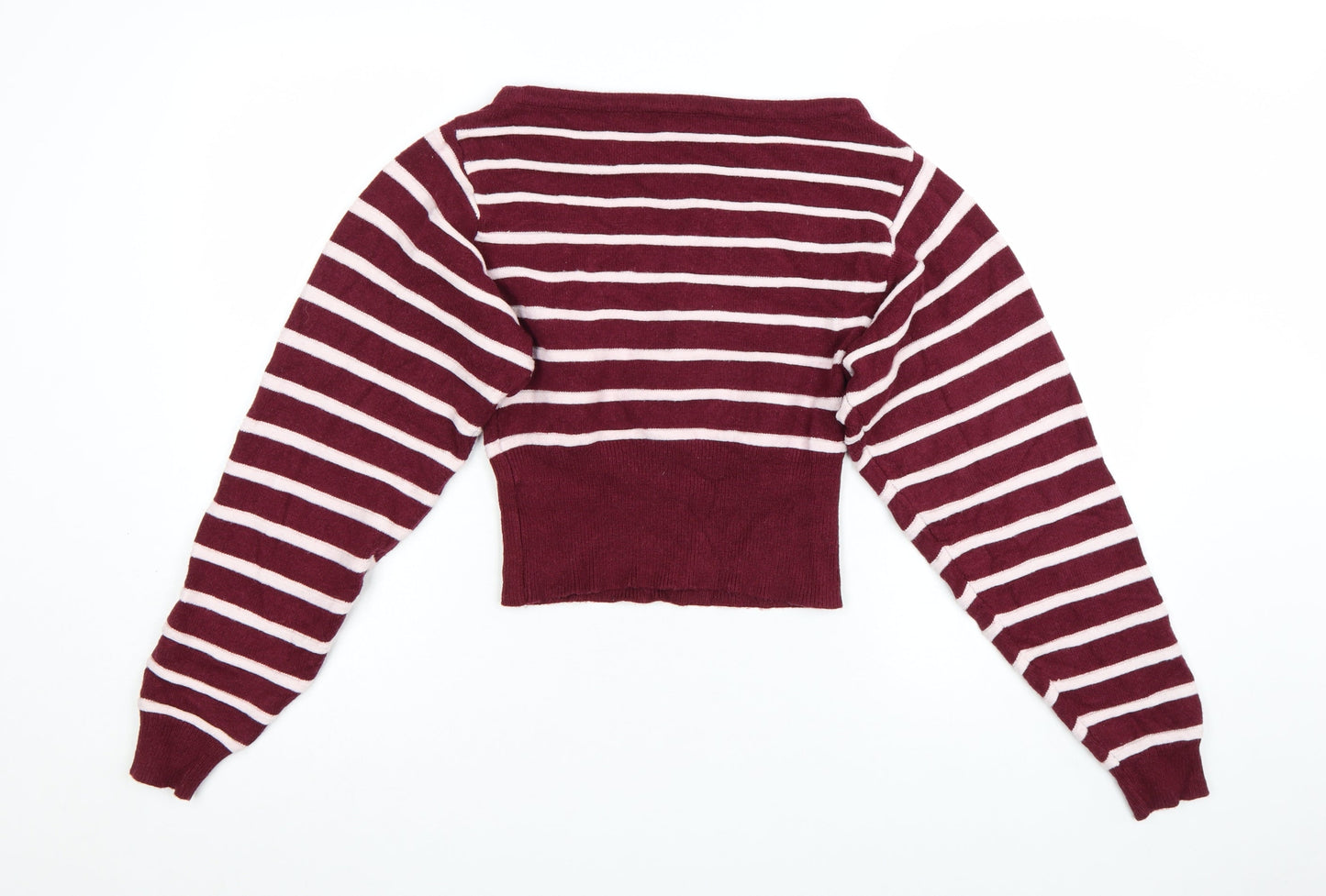 Edikted Womens Red Striped Boat Neck Long Sleeve Pullover Jumper XS