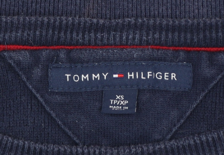Tommy Hilfiger Men's Multicoloured Striped Cotton Pullover Jumper XS