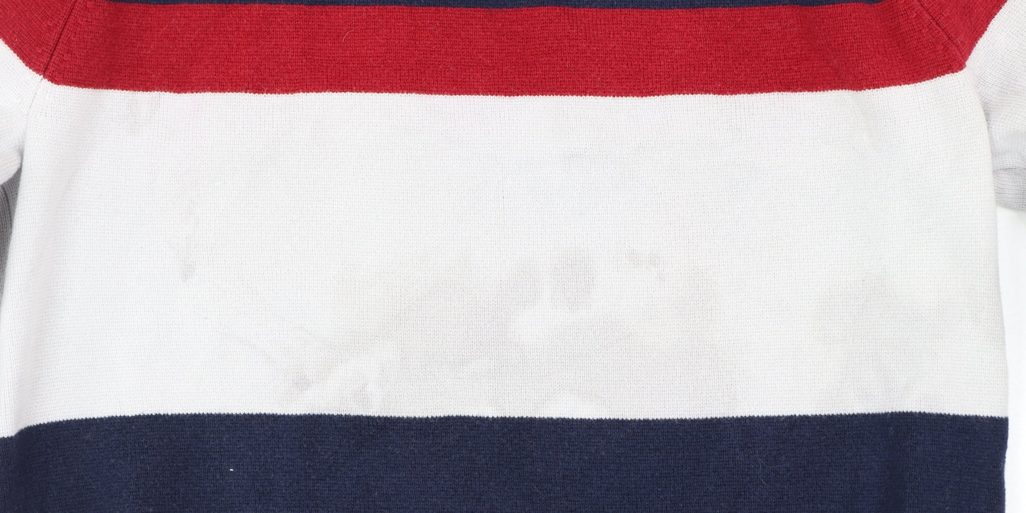 Tommy Hilfiger Men's Multicoloured Striped Cotton Pullover Jumper XS