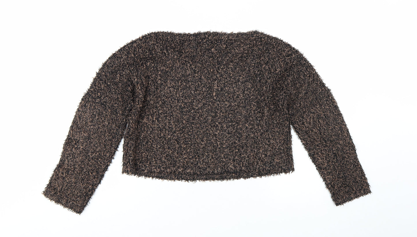 Forever 21 Women's Brown Fuzzy Knit Pullover Jumper Size S
