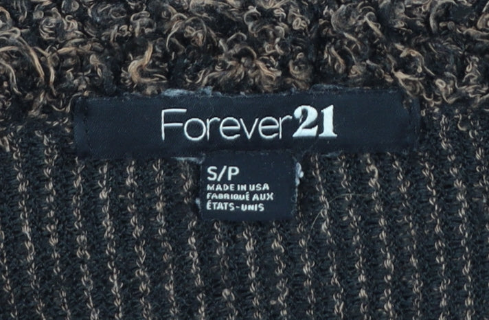 Forever 21 Women's Brown Fuzzy Knit Pullover Jumper Size S