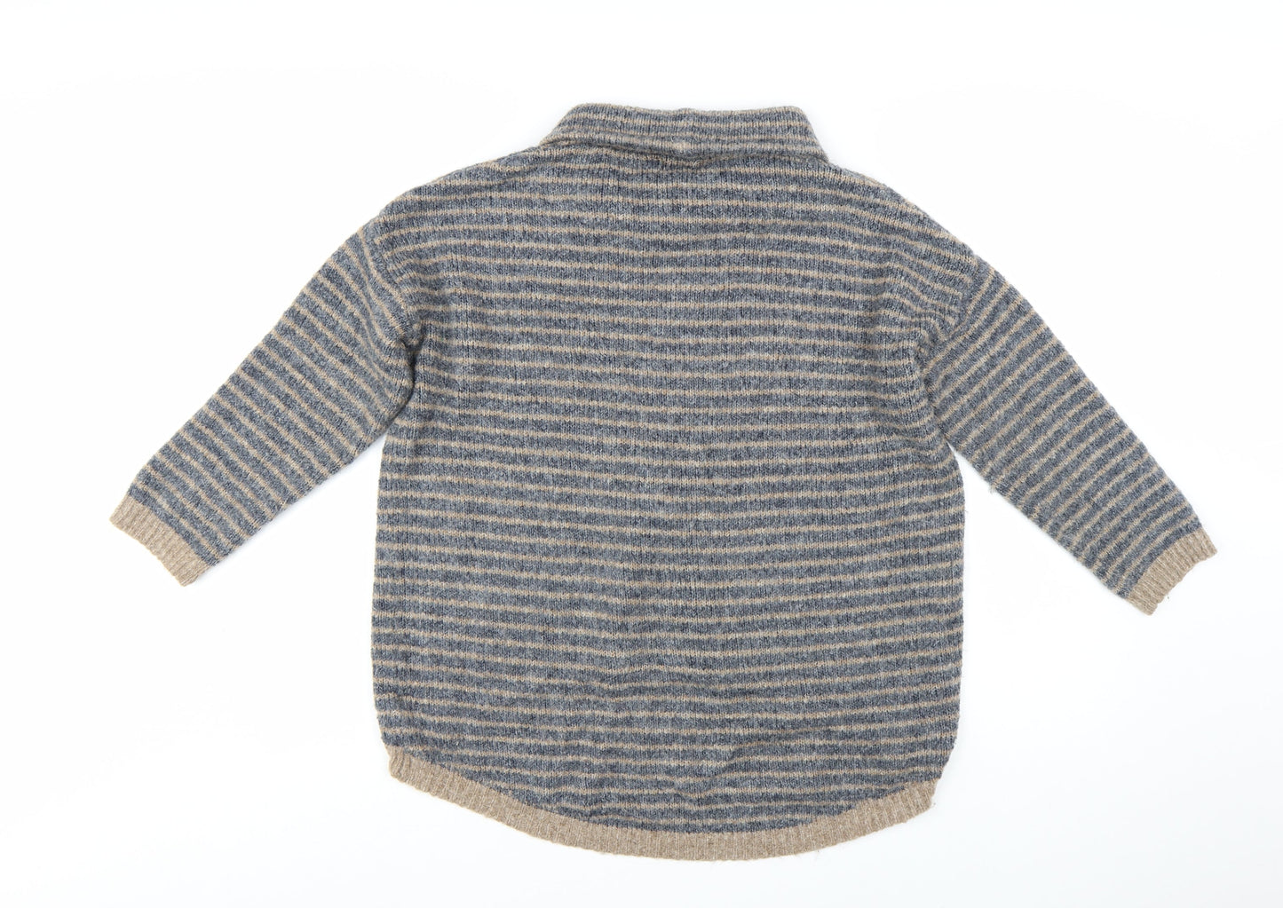 Apricot Women’s Blue Beige Striped High Neck Knit Jumper Size 12