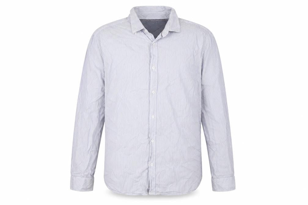 Boston Crew Men's Blue Striped Cotton Long Sleeve Button-Up Shirt XL