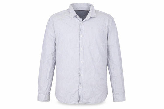Boston Crew Men's Blue Striped Cotton Long Sleeve Button-Up Shirt XL