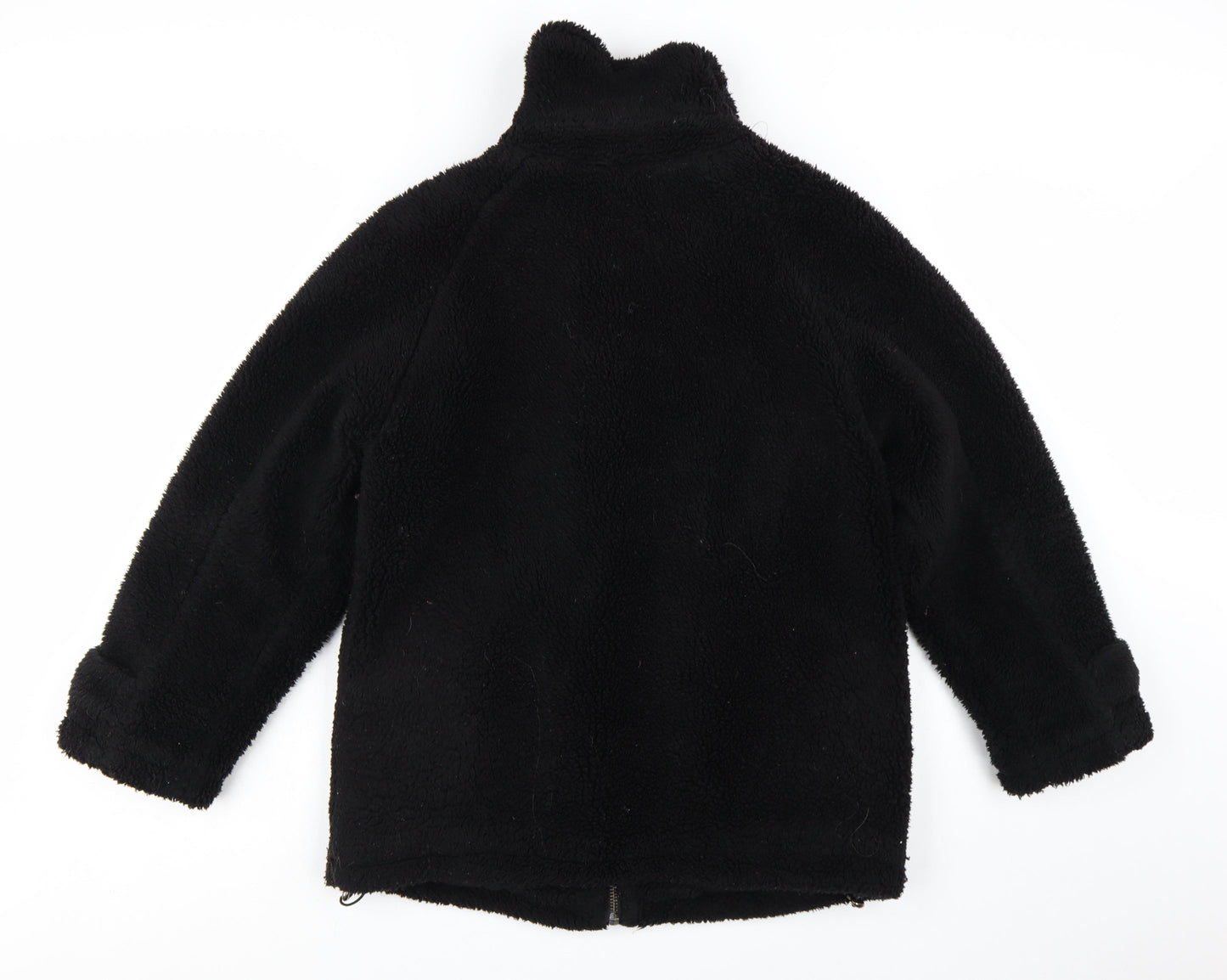 Topshop Women's Black Fleece Mid-Length Coat Size S