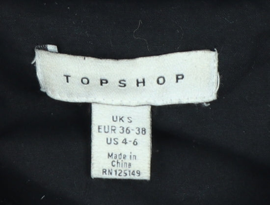 Topshop Women's Black Fleece Mid-Length Coat Size S
