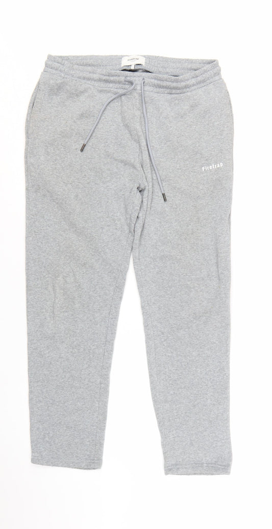 Firetrap Men's Grey Sweatpants L Regular Fit Drawstring Casual Trousers