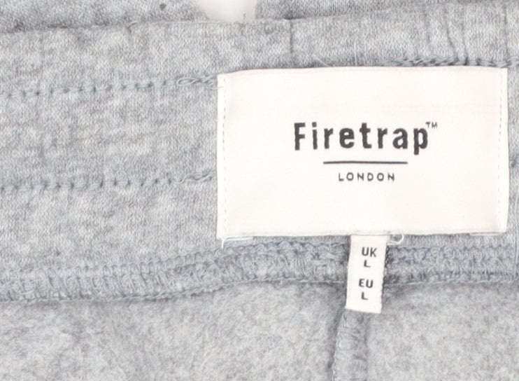 Firetrap Men's Grey Sweatpants L Regular Fit Drawstring Casual Trousers