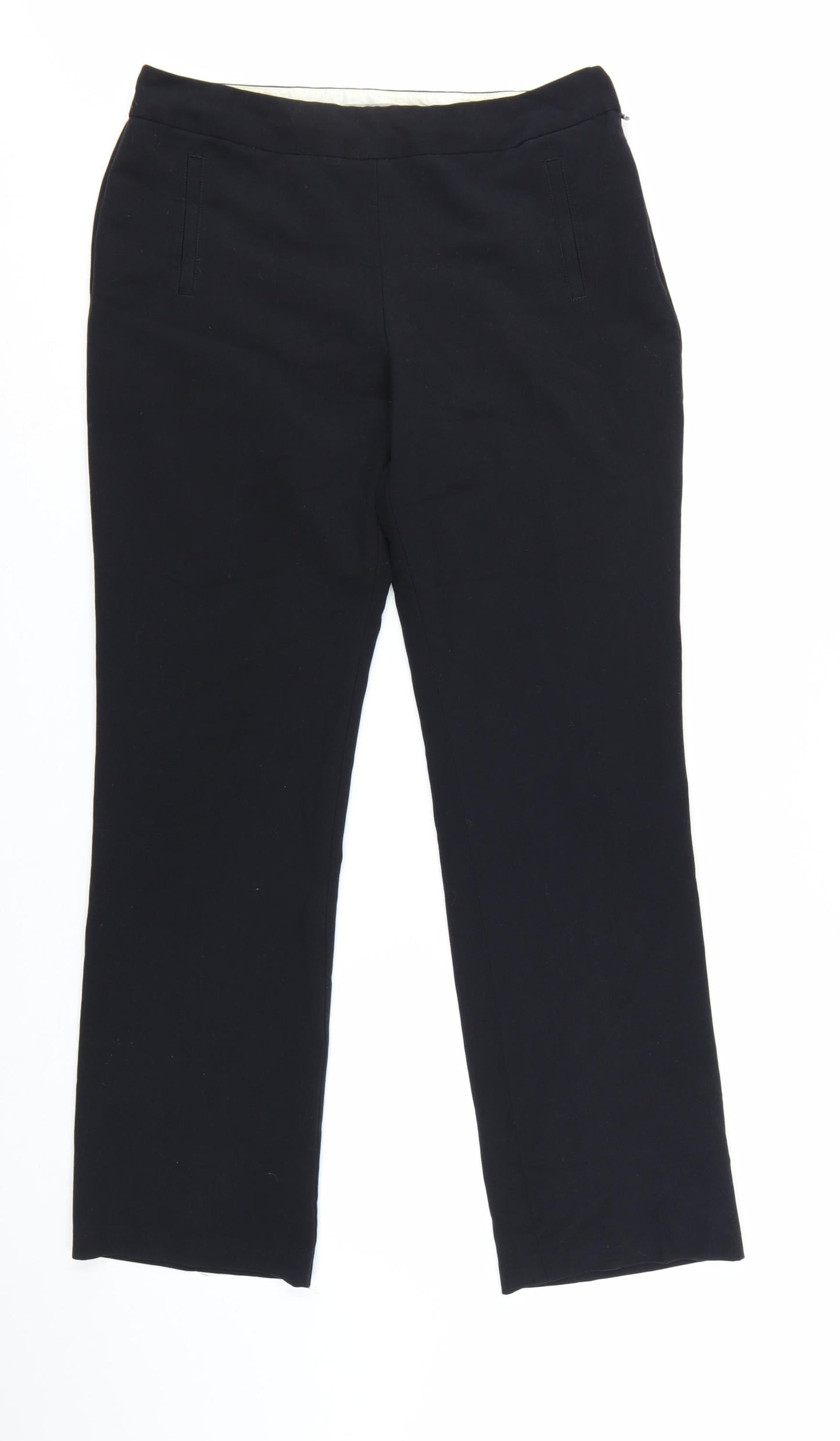 Marks and Spencer Women's Black Size 12 Straight Leg Stretch Trousers