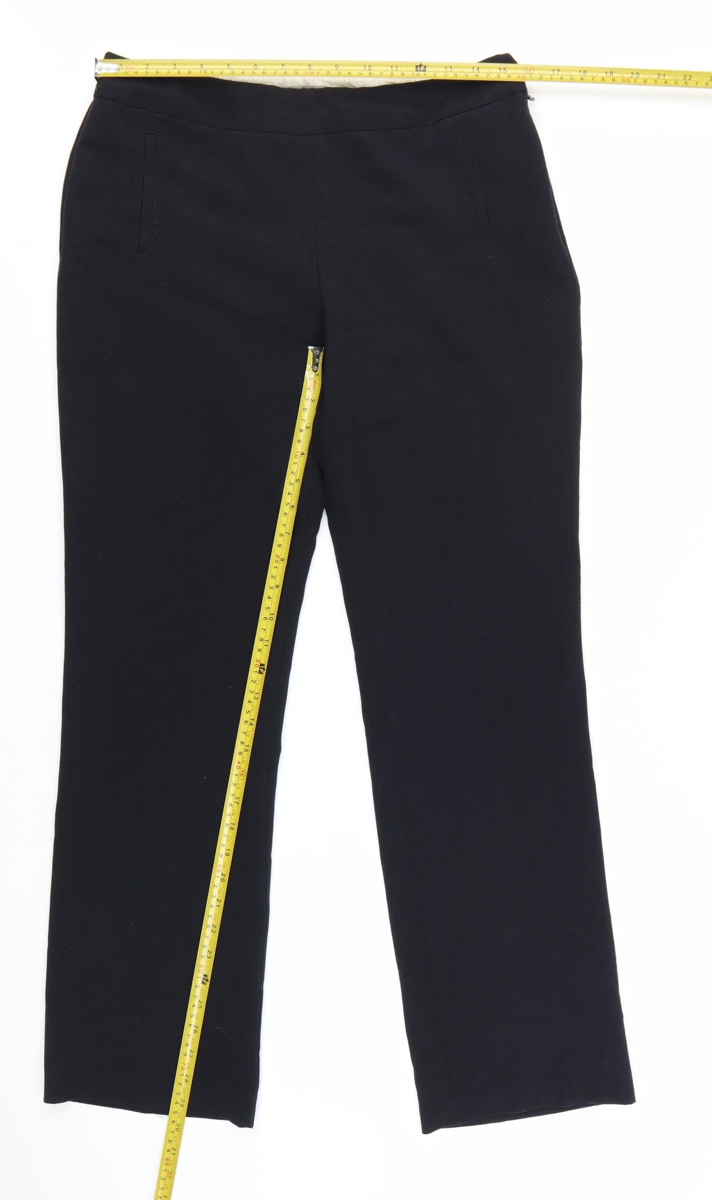 Marks and Spencer Women's Black Size 12 Straight Leg Stretch Trousers