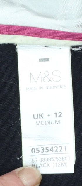 Marks and Spencer Women's Black Size 12 Straight Leg Stretch Trousers