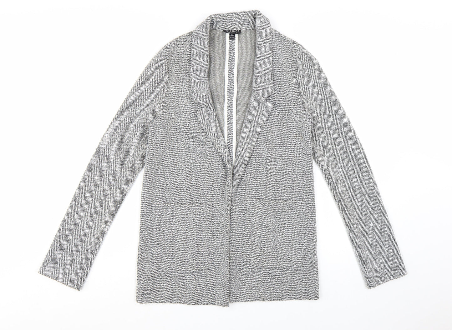 Topshop Women’s Grey Herringbone Blazer Jacket UK 6 Regular Fit