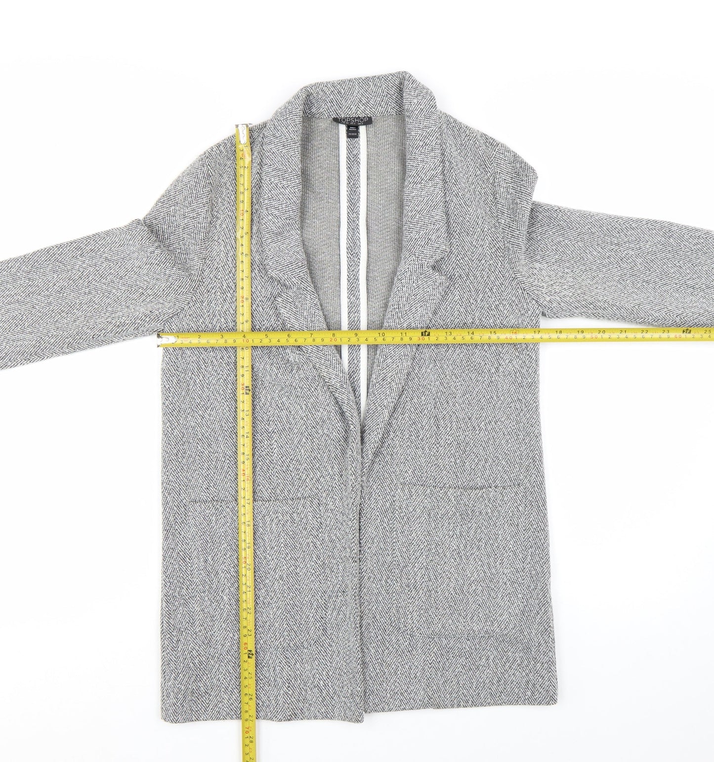 Topshop Women’s Grey Herringbone Blazer Jacket UK 6 Regular Fit