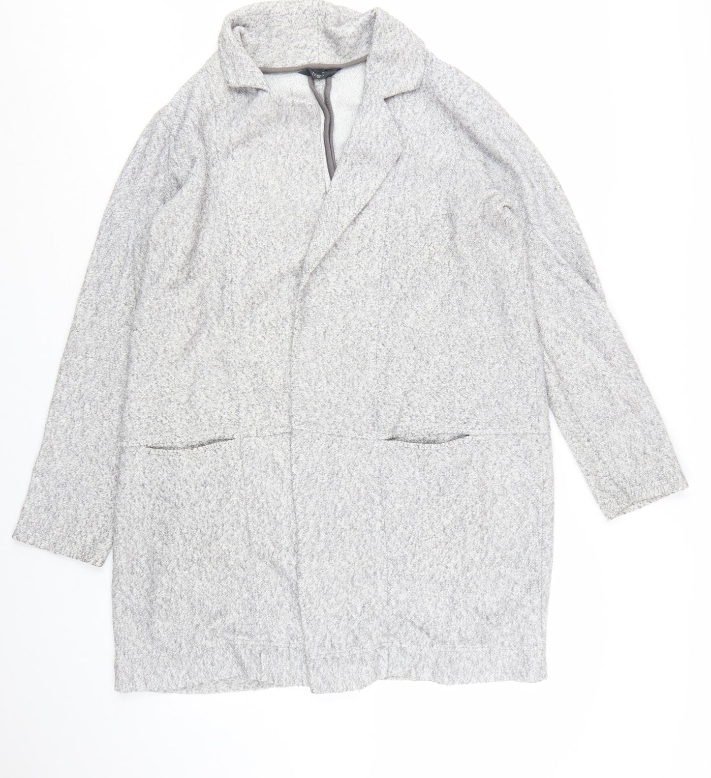 Next Women’s Grey Long Sleeve Open Knit Collared Cardigan Size 16
