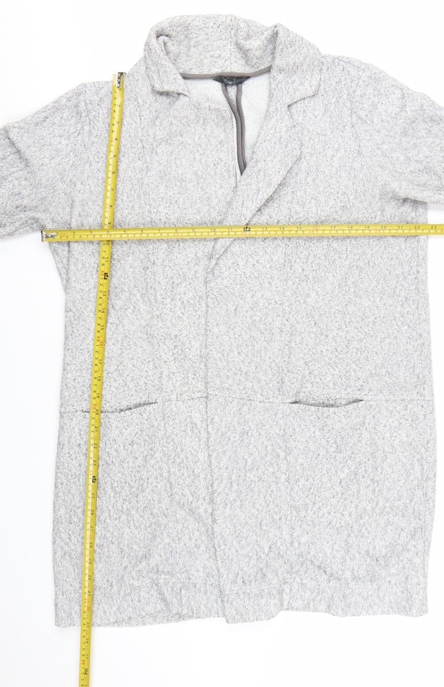 Next Women’s Grey Long Sleeve Open Knit Collared Cardigan Size 16