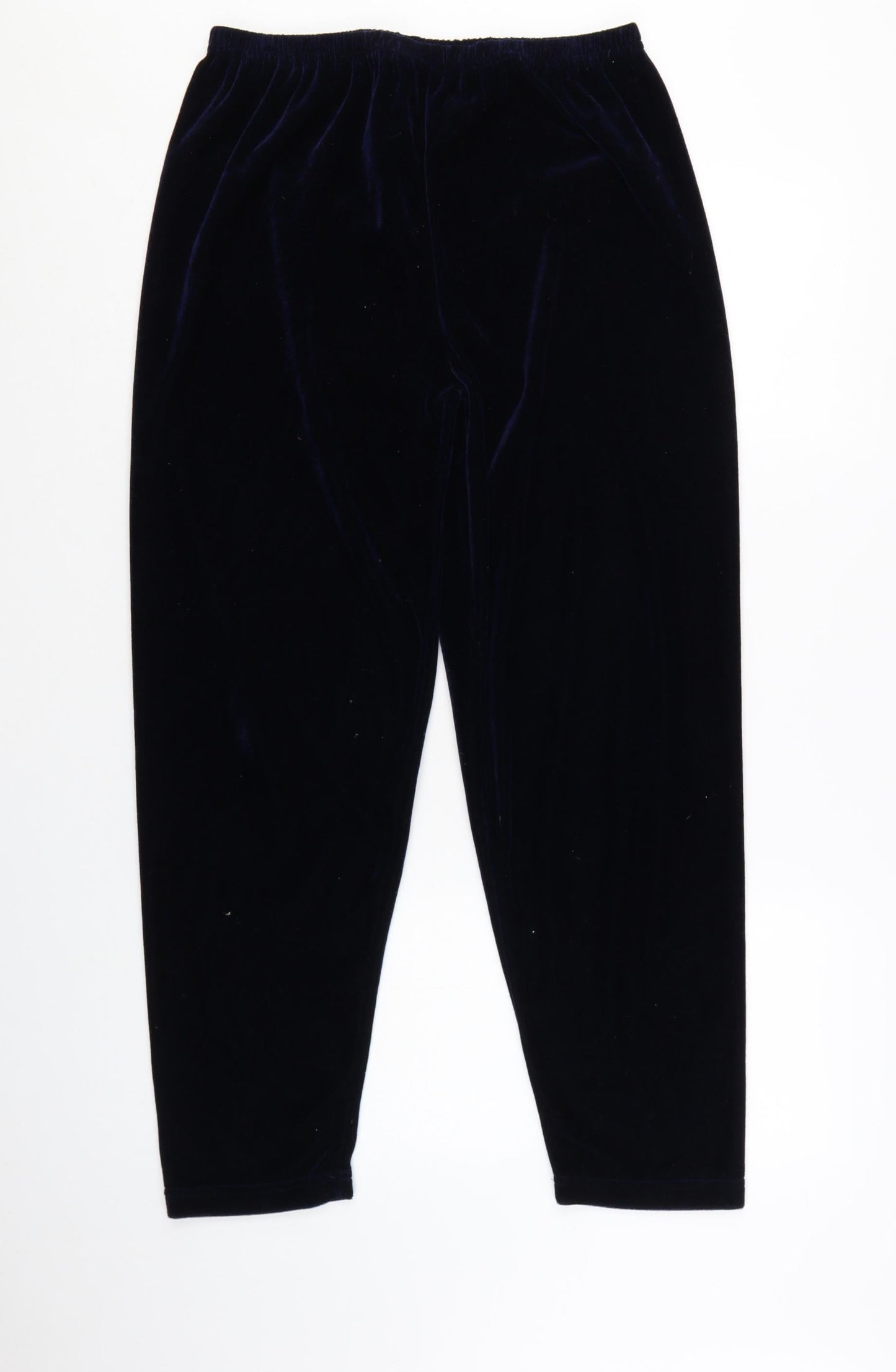 Claire Newville Women's Blue Velvet Elastic Waist Trousers UK 14-16