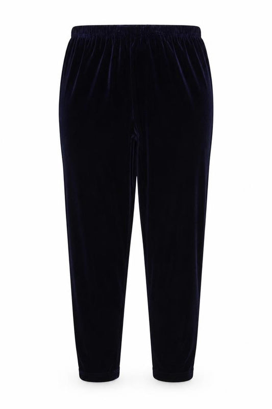 Claire Newville Women's Blue Velvet Elastic Waist Trousers UK 14-16
