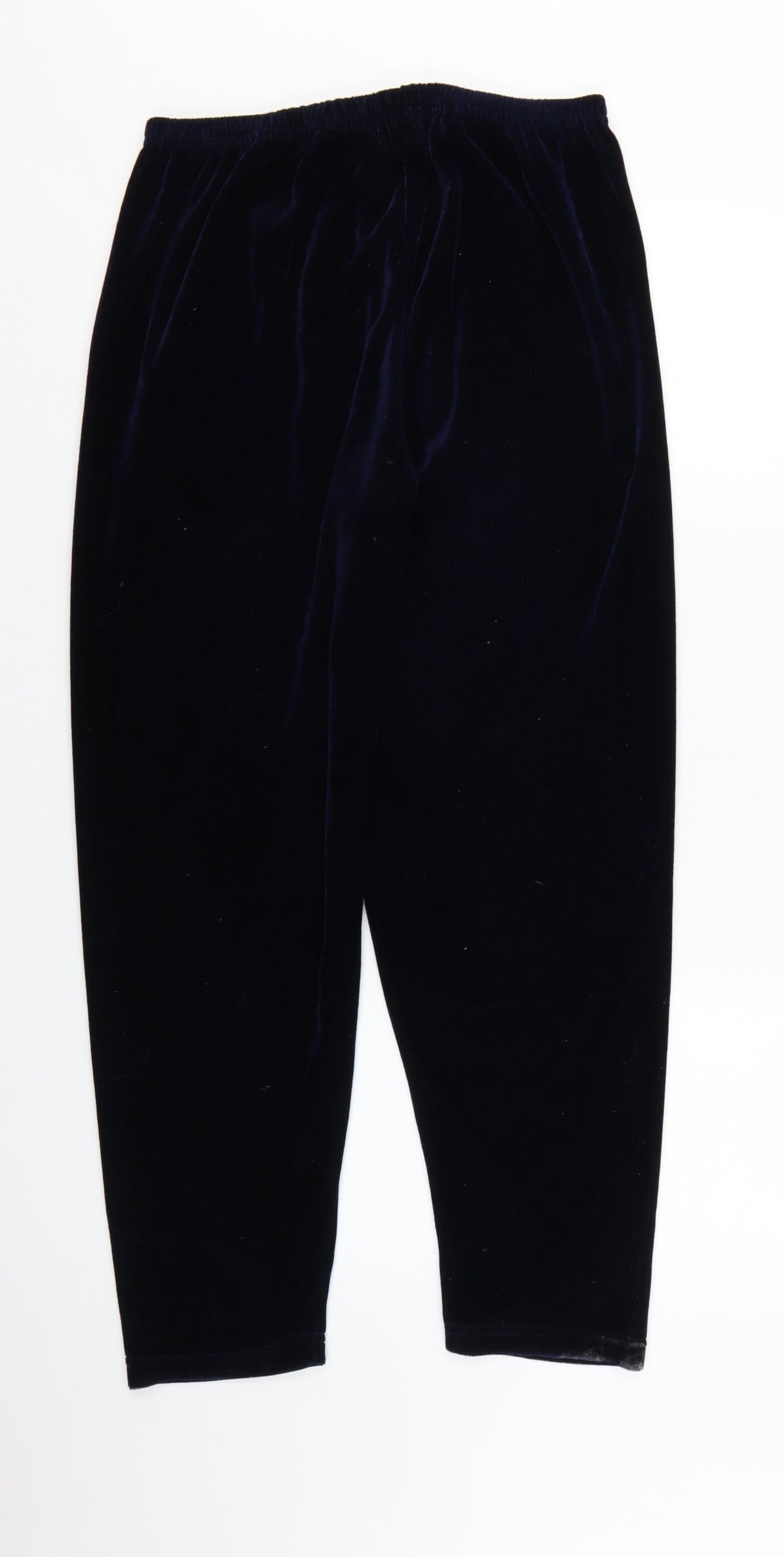Claire Newville Women's Blue Velvet Elastic Waist Trousers UK 14-16