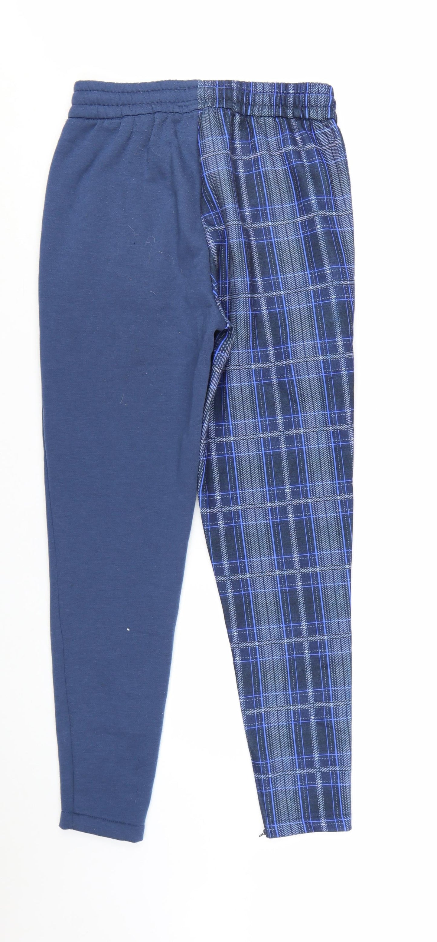 Liquor n Poker Men's Blue Check Jogger Trousers Size S