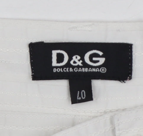 Dolce & Gabbana Women White Cotton Straight Trousers Size 12