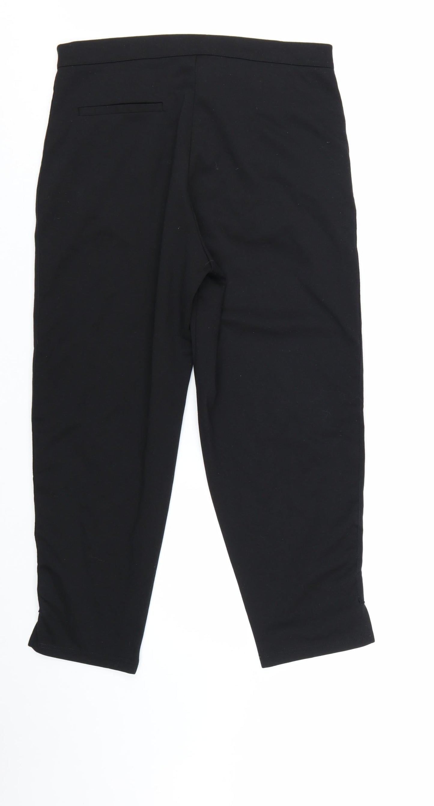 ICHI Womens Black Cropped Slim Fit Stretch Trousers Size L