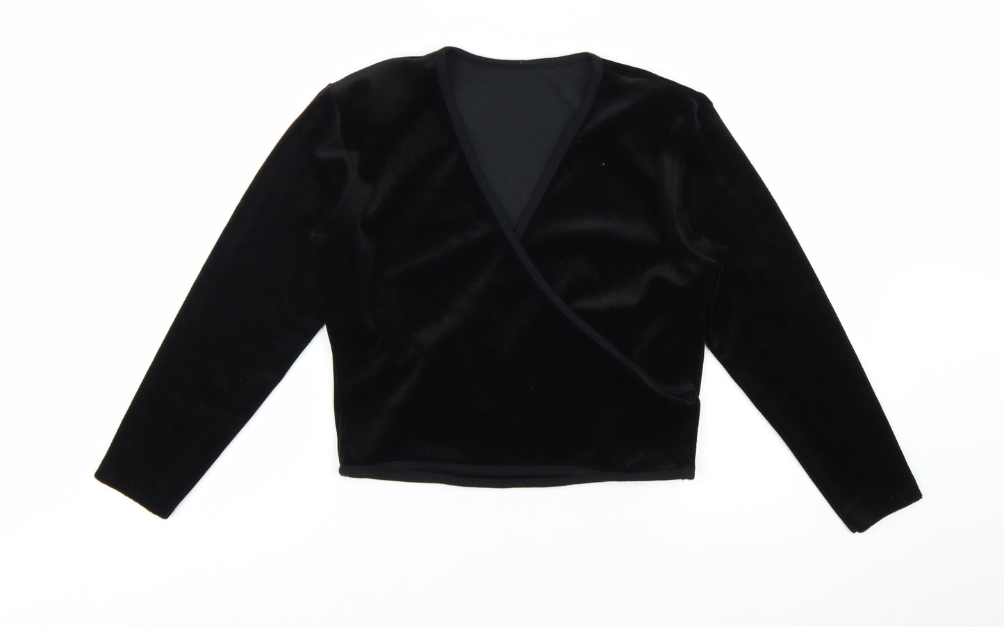 BHS Women’s Black Velvet Long Sleeve Wrap Blouse Size 14
