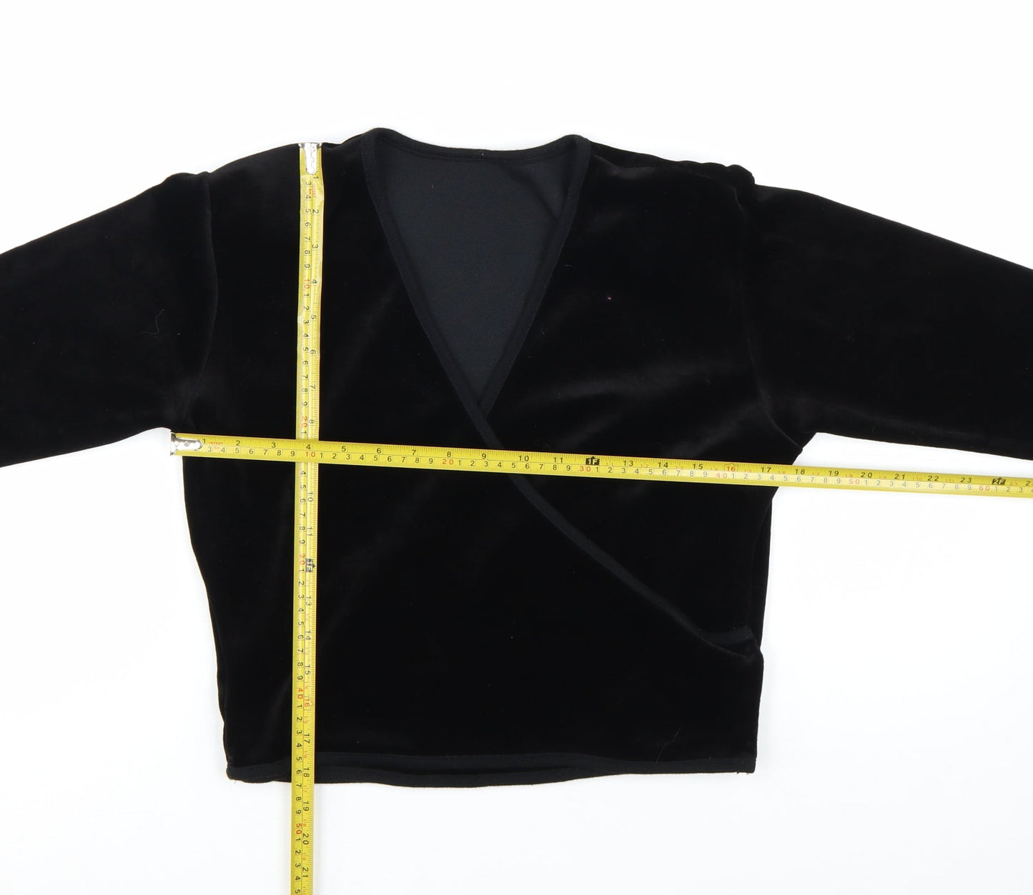 BHS Women’s Black Velvet Long Sleeve Wrap Blouse Size 14