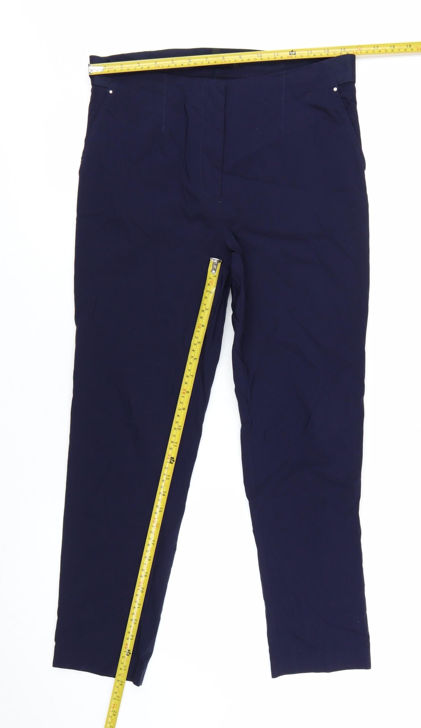 David Emanuel Women's Blue Size 14 Straight Ponte Trousers