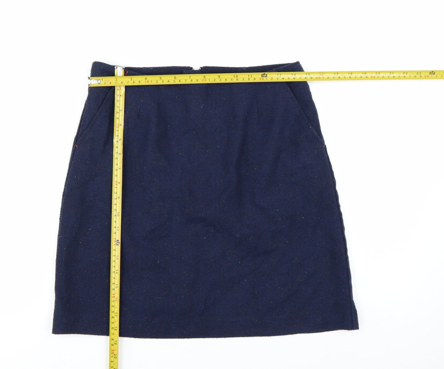 Joules Women's Blue Tweed Knee Length Pencil Skirt UK 10