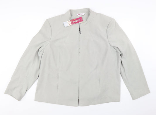 bonmarché Women’s Grey Suede Look Zip Jacket Size 24 Plus